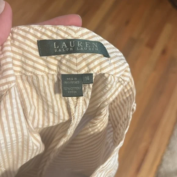 Ralph Lauren Tan & White Striped Pants - Picture 6 of 6